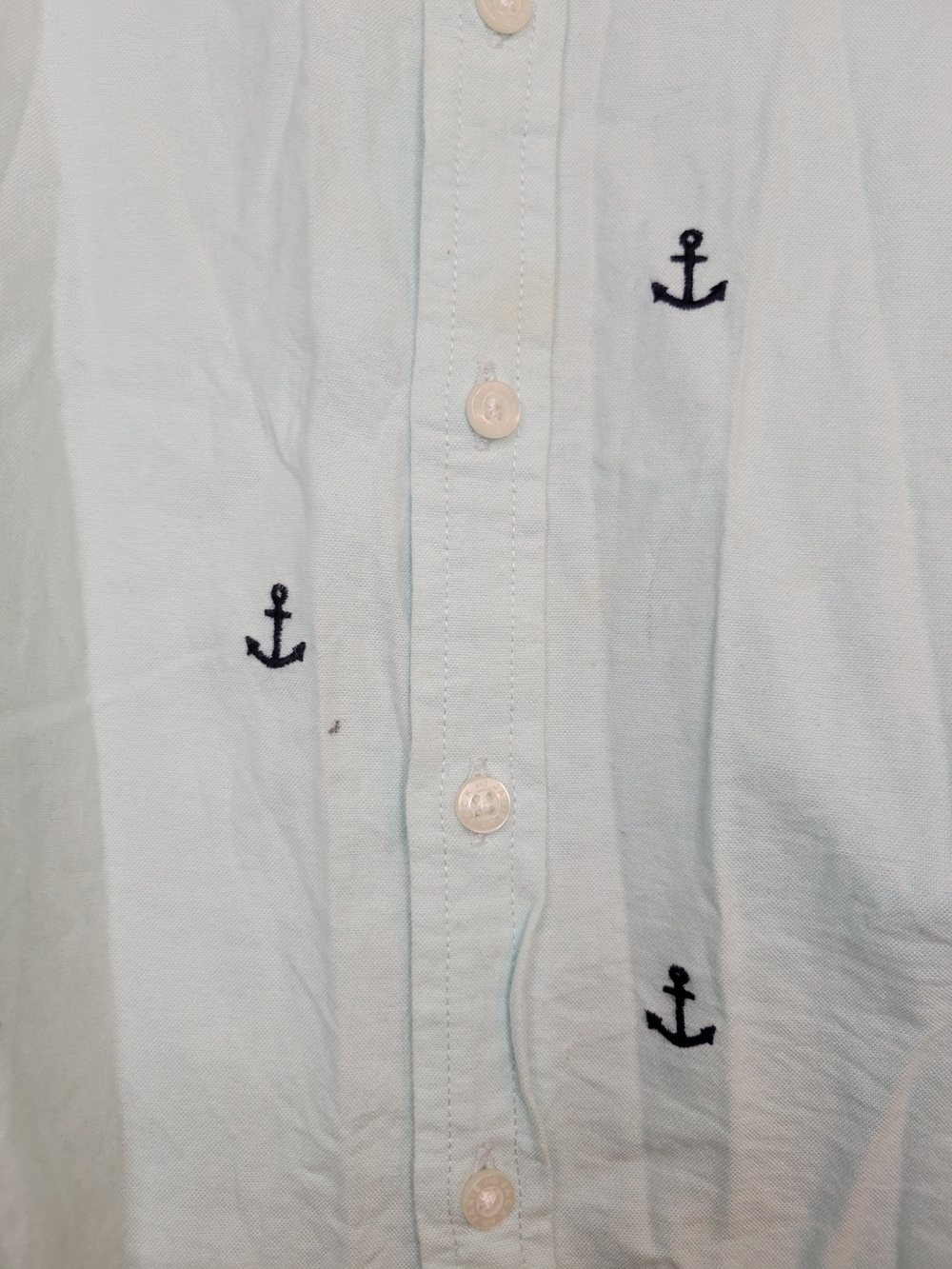 Janie and Jack Boys' Light Blue Anchor Button-Down Shirt - Picture 3 of 7